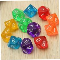 new10pcs Transparent 10 Dice Die 10 Sided Gem Dice Set Multi