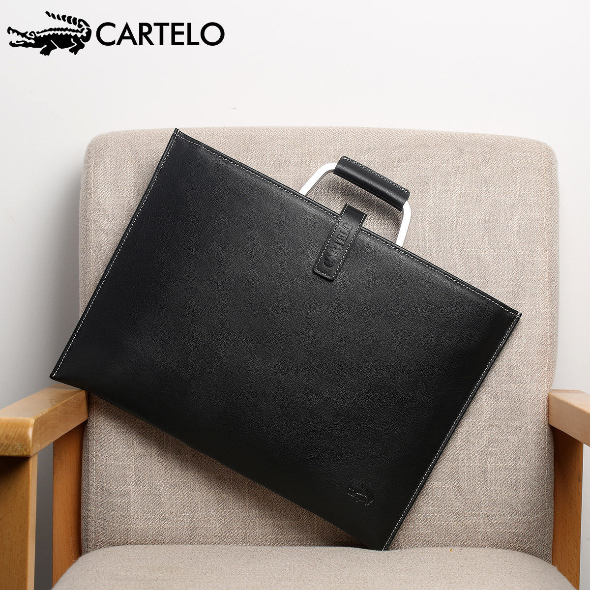 Cardilo Crocodile Men's Business Handbag Black Messenger Bag Leather Briefcase First Layer Leather Bag Shoulder Bag