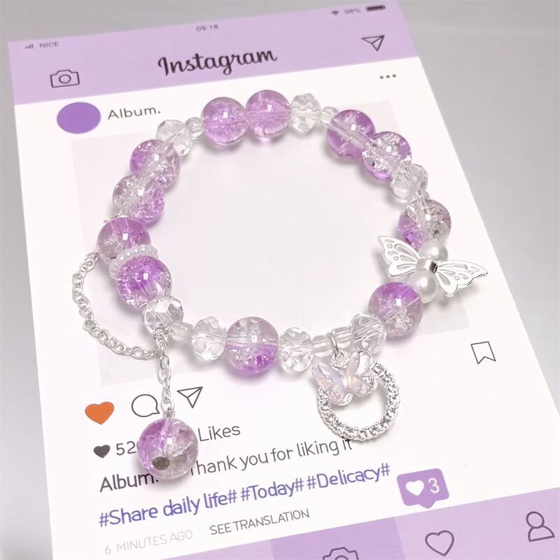 2025 New Crystal Fairy-Style Butterfly Bracelet for Women, Niche Design, Sweet and Versatile, High-Value Friendship Bracelet