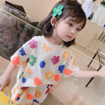 女童夏装花朵套装2021新款韩版儿童网红