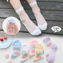 Childrens summer ultra-thin breathable crystal socks ice silk socks 1-3-5-7-9-year-old male and female baby transparent stockings