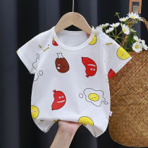 Childrens short-sleeved T-shirt 0-7 years old baby single half-sleeve top male and female children cartoon baby pure cotton short-sleeved t-shirt summer 3