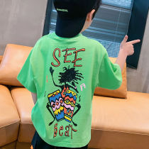 Boys short-sleeved summer clothes 2021 new cotton T-shirt Korean version of the big childrens sports top childrens half-sleeve tide childrens clothing