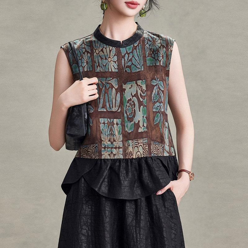 2026 New Silk Shirt for Women, Fragrant Cloud Yarn Sleeveless Top, Vintage Style, High-End Luxury, Youthful Style, Mulberry Silk Blouse for Summer 2026 New Silk Shirt for Women, Fragrant Cloud Yarn Sleeveless Top, Vintage Style, High-End Luxury, Youthful Style, Mulberry Silk Blouse for Summer