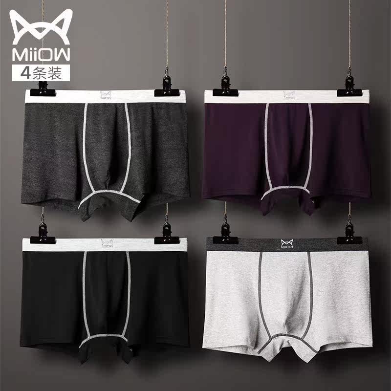 Cat Man Pants Pure Cotton Modale Breathable Youth Boy Autumn Winter Loose Big Size Four Corner Pants Head