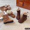 Children's Cotton Shoes, Girls' Snow Boots, Winter Girls' Fashionable and Stylish Two-Wear Boots, Melard Fleece-Lined Warm Leather Boots