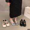 Flat Split-Toe Mary Jane Shoes for Women, Spring and Autumn 2025 New Style, Summer Shallow Mouth Horseshoe Pig's Foot Shoes