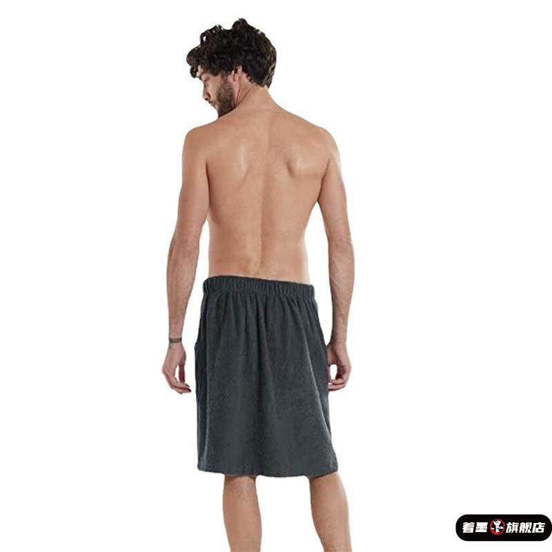 2025 Velcro Bath Towel Beach Towel Men's Wearable Bath Towel Shower Room Bathrobe with Pockets Outdoor Changing Clothes