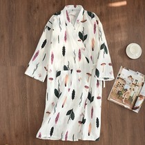 Japanese JULIPET cotton gauze pajamas nightgown long home wear large size long sleeved gown bathrobe Kai Khan sweat steam suit