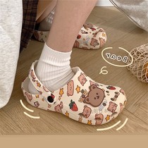 Japan JULIPET cute cartoon girl heart hole shoes female summer ins non-slip thick soles outside wear beach sandals