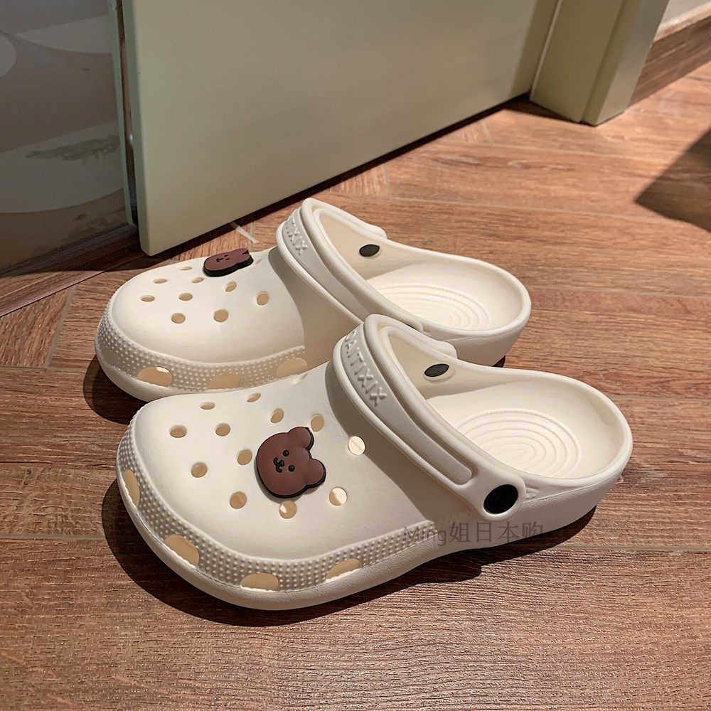 Japan's JULIPET hole shoes female ins tide cute girl heart Baotou beach sandals and slippers shoes summer wear nurse shoes