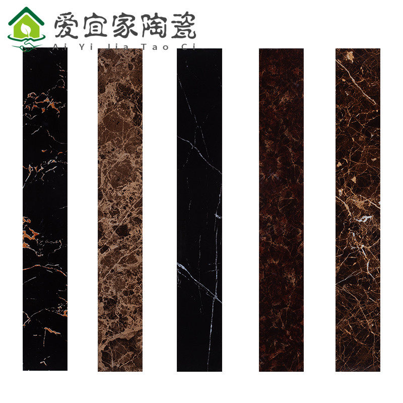 Living room porch wave line bedroom dining room skirting board tile black gold flower 800x110 black and white root modern minimalist