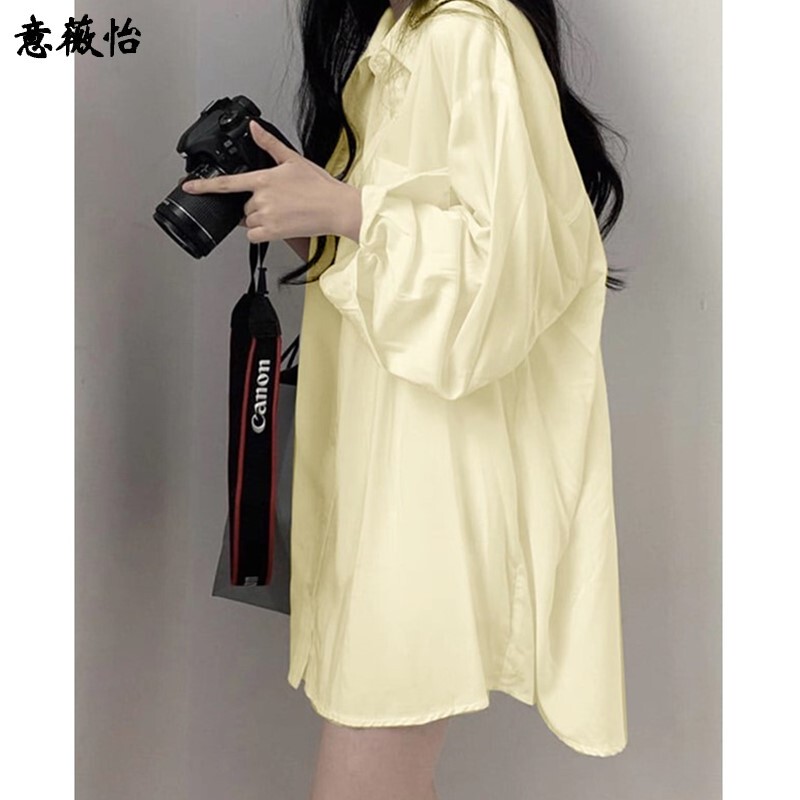 Summer Dopamine Style Outfit: Super Youthful Yellow Long-Sleeved Shirt, Loose Mid-Length Shirt Jacket for Petite Girls
