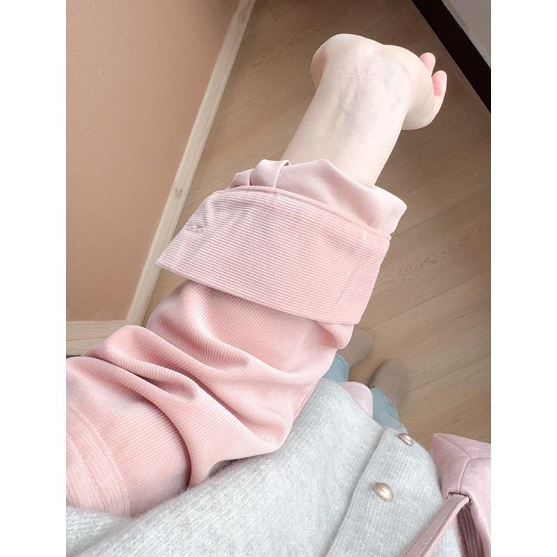 ピンクのコーデュロイシャツレディース薄手ジャケット2025春新作ゆったりスリムシャツ重ね着長袖トップス