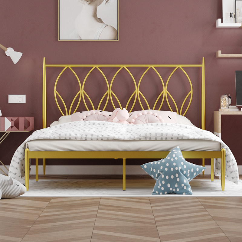 Modern minimalist and environmentally friendly Nordic ins net red bed light luxury princess wrought iron bed gold double bed minimalist 1 8 m bed