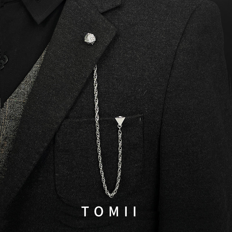 Triangle button flower chain high-end barbed head chain men's suit bra chain dress wedding chest clothes accessories