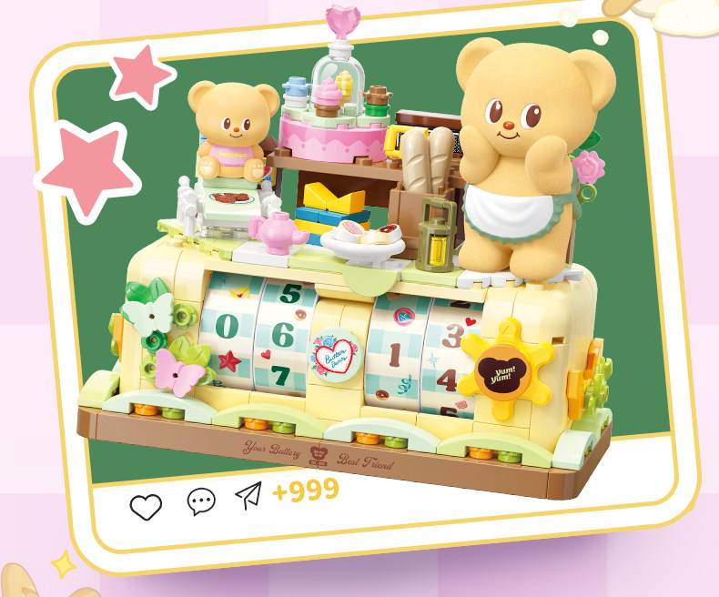 TOPTOY Butter Bear perpetual Calendar Building Blocks Desktop