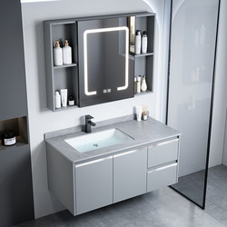 2025 space aluminum New arrival bathroom cabinet combination bathroom wash basin integrated ceramic wash basin pool basin