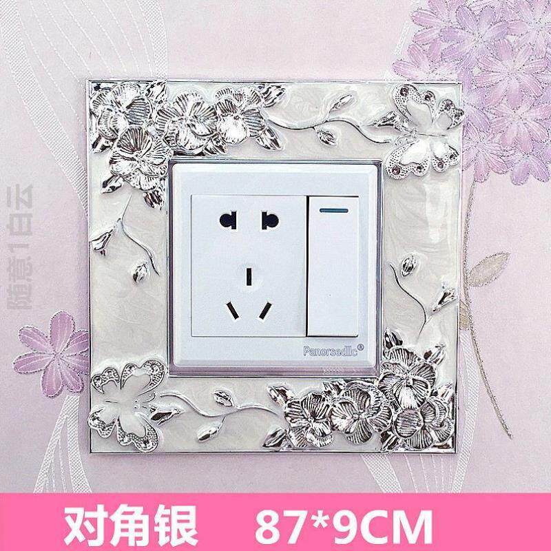 Switch decoration paste protective cover flammable creative European resin household dust-proof single switch socket decoration sticker