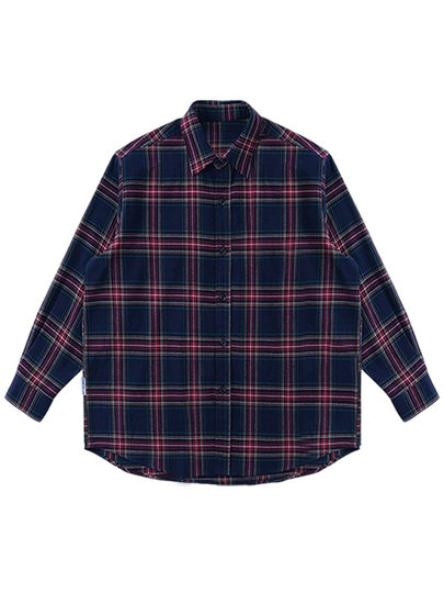 Hong Kong style retro red plaid shirt jacket early autumn new design women's top cardigan sun protection shirt