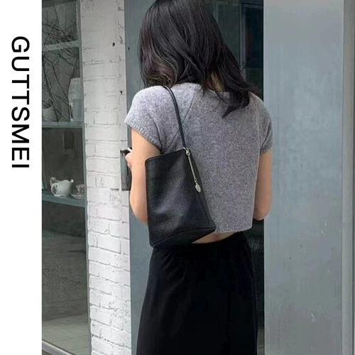 Портативная сумка на одно плечо, черная сумка через плечо, Южная Корея, из натуральной кожи