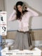 Minebethyvers Brown and Gray Plaid Lace-Up Puffy Midi Skirt, Elegant and Versatile Pleated A-Line Skirt