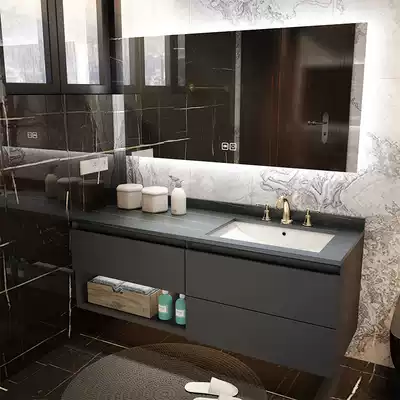 Rock board new light luxury bathroom cabinet combination modern simple intelligent mirror cabinet dressing room wash table hand basin set