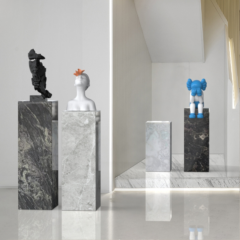 Natural Marble Base Art Sculpture Bench Base Ground Floor Furnishing Living-room TV Cabinet Side Decoration Craftsmanship Pendulum