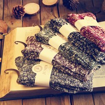 Japanese autumn and winter ethnic wind in the tube wool couple socks cotton mens and womens socks retro thick line long tube pile pile socks tide