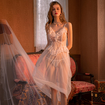 Isabella Sexy Sleeping Skirt Mesh Veil palace Wind length Romantic Clairvoyance Seductive Sleepwear Suits Ladies Home Clothes