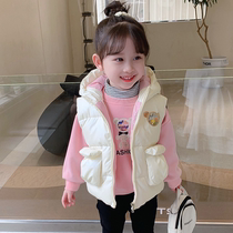Hong Kong Girl Down Horse Chia Winter Tide Children Plus Suede Cotton Vest Outwear Foreign Air Children Thickened Warm Kampa Shoulder