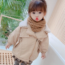 Hong Kong Woman Baby Thickened Cotton Clothing Winter New trendy girl clip cotton jacket Childrens clothing Warm Fur Collar
