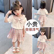 Hong Kong girls baby College style JK clothing suit Girls online red summer dress foreign style 2 summer 1 child 3 clothes 4 tide years old