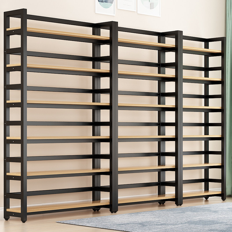 Bookshelf landing modern minimalist simple steel wood shelf bookcase home living room rack multi-layer shelf rack