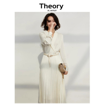 JIL THEORY Womens True Silk Goddess Temperament Plexity Dress Code Type Middle Long Dress Superior Dress