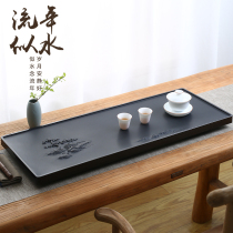 Whole black gold stone tea tray Hand-carved simple household stone tea table Kung Fu tea creative large tea sea tray