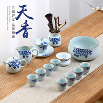 Ruyao Kung Fu tea set Household Chinese light luxury high-end Ceramic office reception Teapot Teacup tea maker