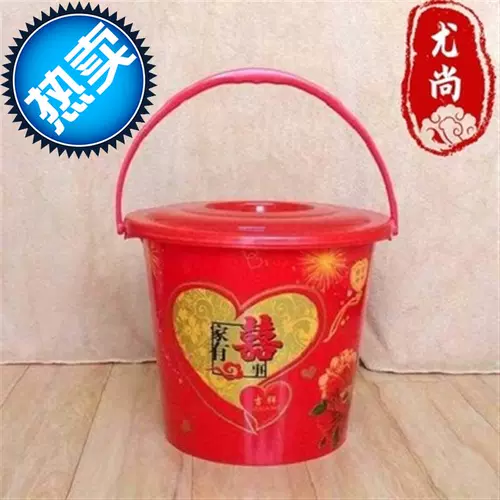 Праздничнное красное пластиковое ведро для невесты из нержавеющей стали, увеличенная толщина