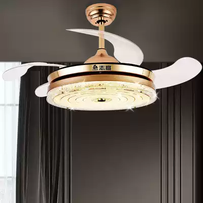Chigo invisible ceiling fan lamp light luxury crystal with electric fan chandelier living room bedroom modern simple dining room ceiling fan lamp