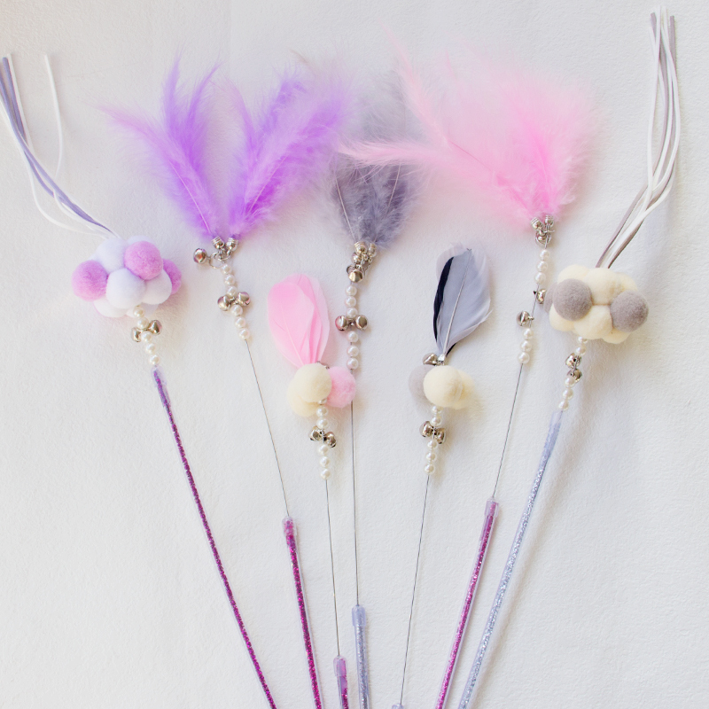 Fairy funny cat stick cat toy tassel feather bell long rod kitten kitten relieve boredom funny cat artifact toy set