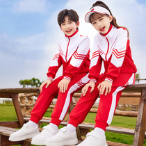 Kindergarten Garden uniforms Spring and autumn Childrens class Three sets of elementary school children Uniforms Ingléo Red Sportswear Suit