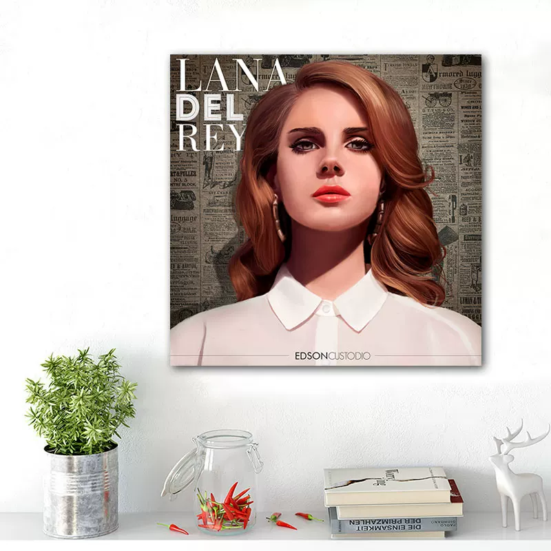 Обложка альбома LANA DEL REY Lan Drey, постер, декоративная картина, вокруг изображены европейские и американские звезды