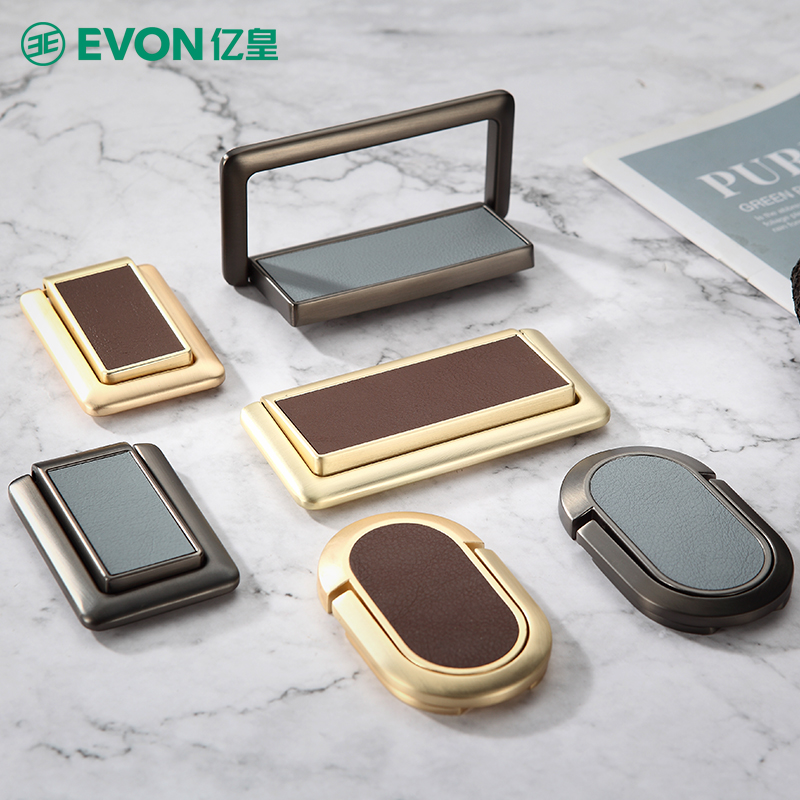 Folding ultra-thin dark buckle wardrobe drawer invisible hidden handle leather leather cabinet door overall cabinet bedside table buckle handle