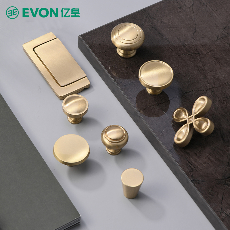 Modern minimalist gold light and luxurious hanging cabinet Makeup Bench Single Hole Handle Brass full copper cabinet Chest Door Handle