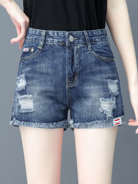 ໂສ້ງຂາສັ້ນ Denim ສໍາລັບແມ່ຍິງ summer 2024 ໃຫມ່ ກາງເກງແອວສູງ retro ສັ້ນພາກຮຽນ spring ripped ວ່າງກາງເກງຮ້ອນແນວໂນ້ມ