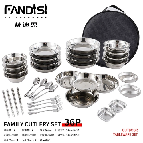 Дорожная портативная посуда из нержавеющей стали, комплект, обеденная тарелка для кемпинга, снаряжение