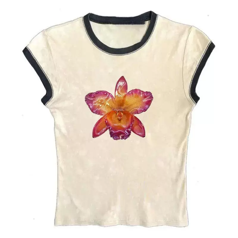 [Y2k футболка с коротким рукавом Harajuku графический Crop Top эстетика гот T-]