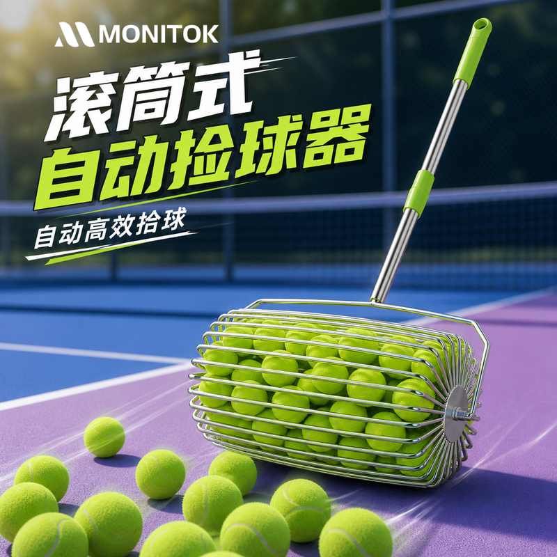 Tennis Ball Roller Automatic Ball Picker Quick and Portable Ultra-Light Retractable Ball Collector Thickened Stainless Steel Ball Retriever
