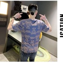 Mens T-shirt short sleeve ins Tide brand summer spirit guy Net red handsome loose round neck half sleeve versatile handsome