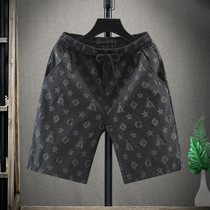 Ice silk quick-drying shorts mens trend personality printing slim five-point pants Net red spirit guy pants quick-dry beach pants